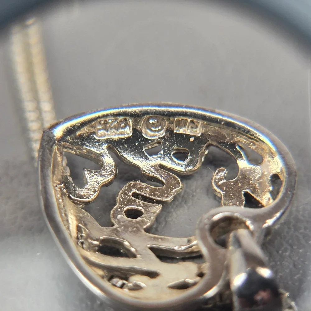 Filigree Sterling Silver Nana Grandmother Heart Pendant Necklace Box Chain 18